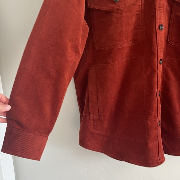 Madewell | NWT Deep Orange Red Oversized Button Down Shacket - Picture 3 of 9